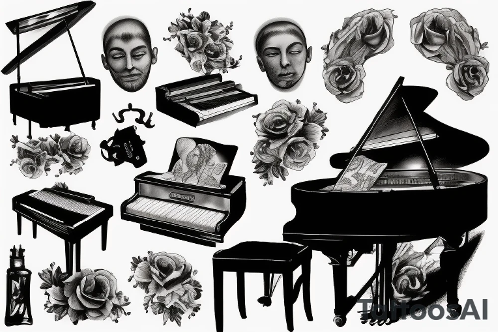 Person playing piano tattoo idea