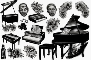 Person playing piano tattoo idea