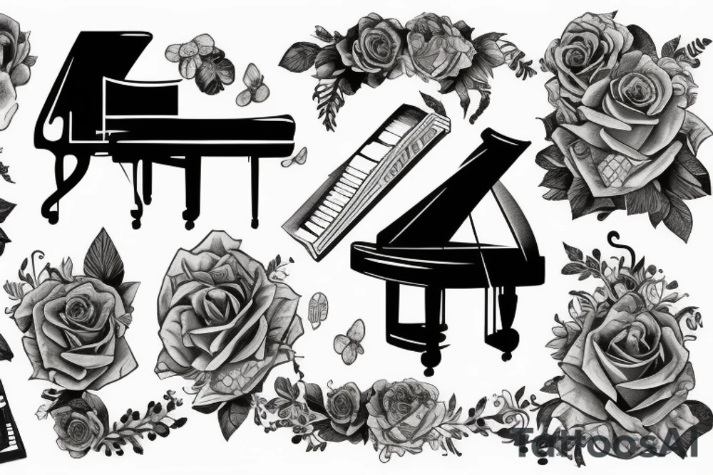 Person playing piano tattoo idea