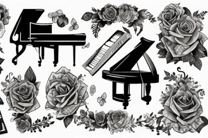 Person playing piano tattoo idea