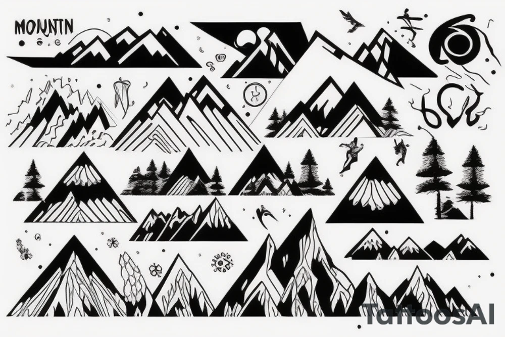 Mountain with climbing tattoo idea