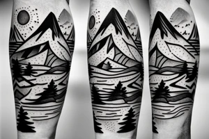 Mountain range with a climber tattoo idea