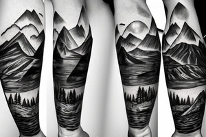 Mountain range with a climber tattoo idea