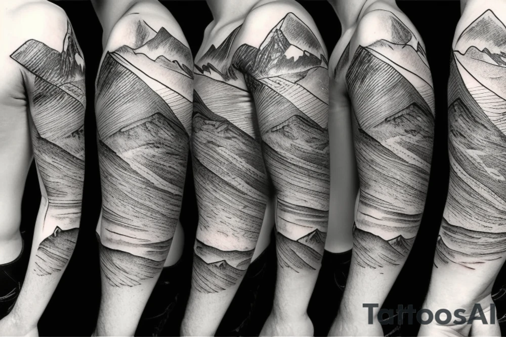 Mountain range with a climber tattoo idea