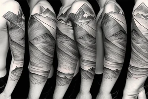 Mountain range with a climber tattoo idea