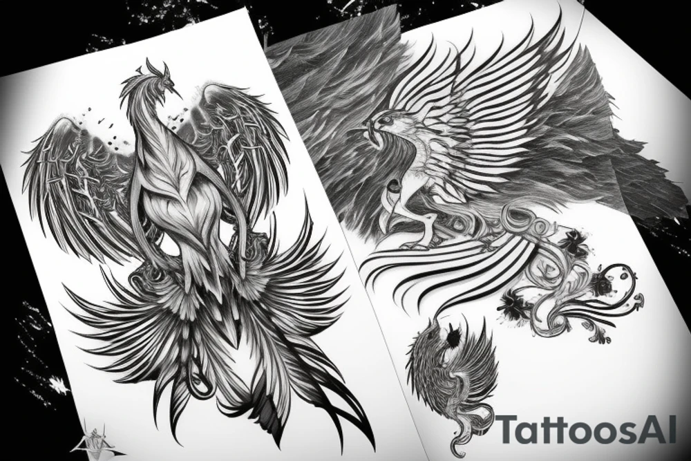 A Phoenix rising ash tattoo idea