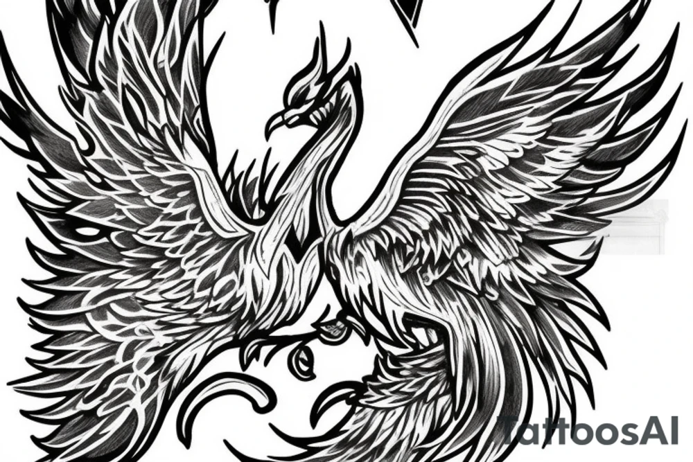 A Phoenix rising from ash tattoo idea