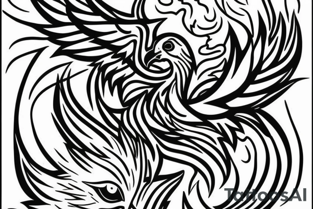 A Phoenix rising from ash tattoo idea