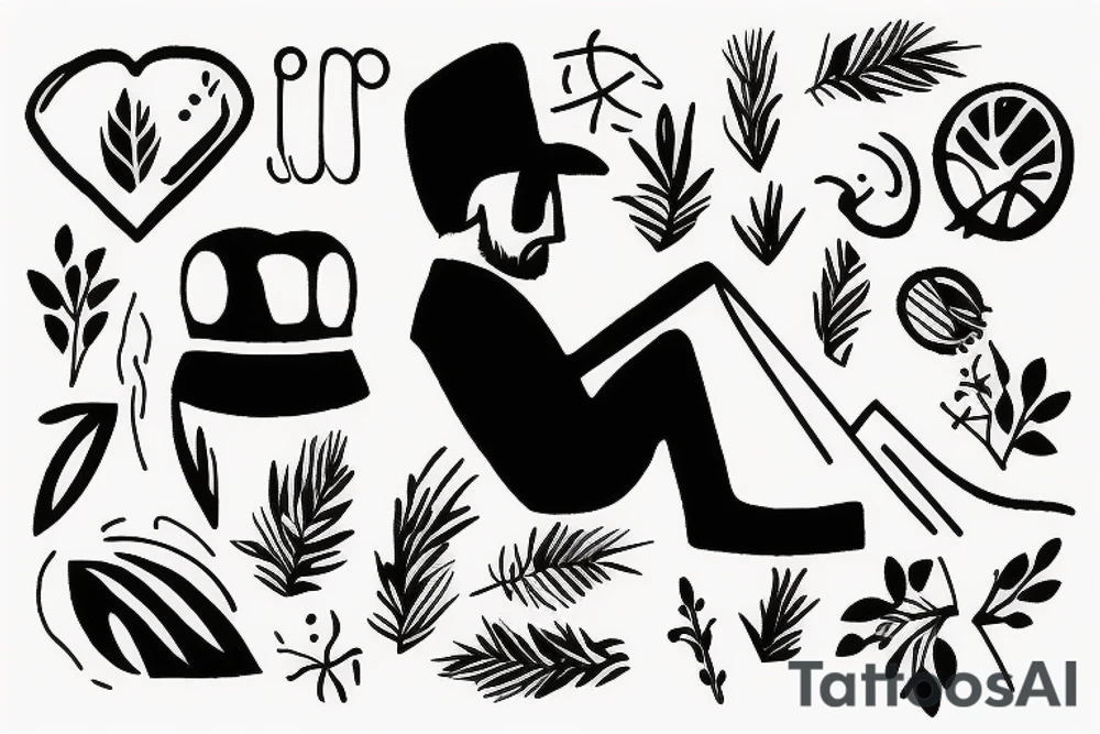 man sitting in grass tattoo idea