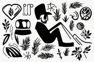 man sitting in grass tattoo idea