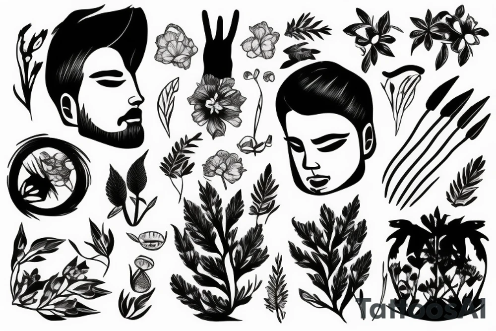 man sitting in grass tattoo idea