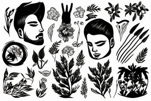 man sitting in grass tattoo idea