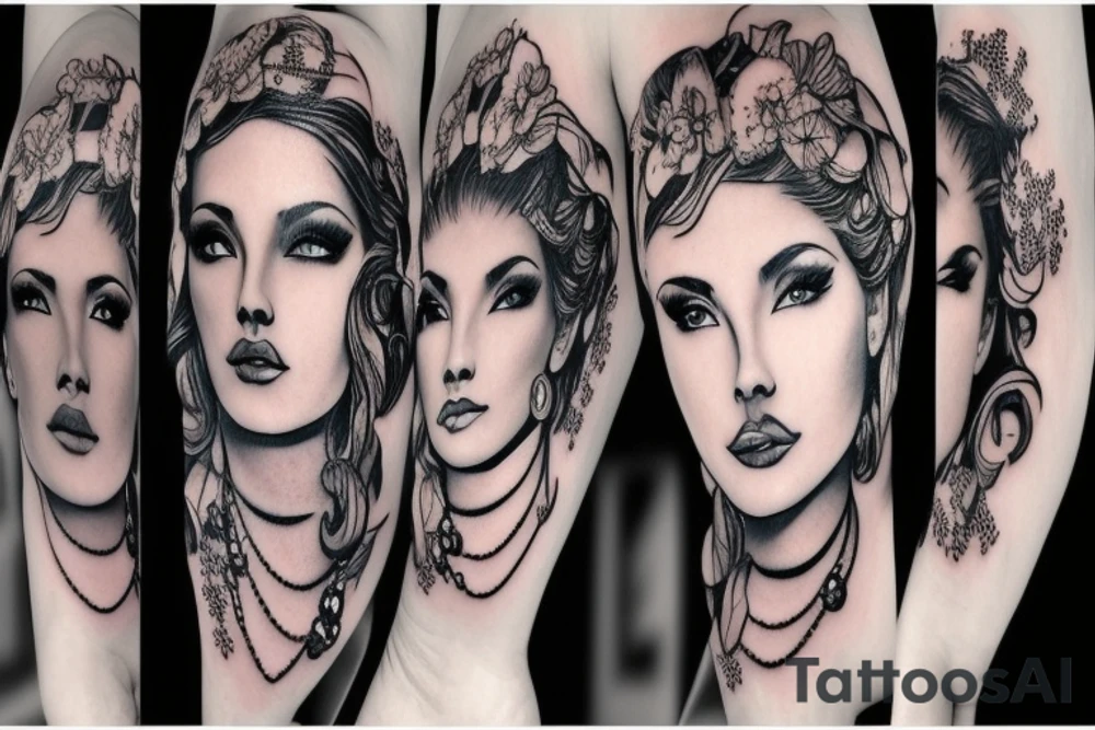 Sexy goddess portrait tattoo idea