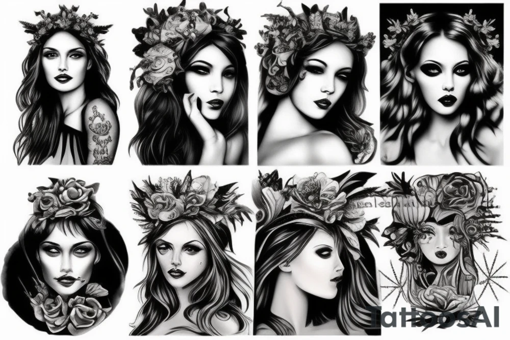 Sexy goddess portrait tattoo idea