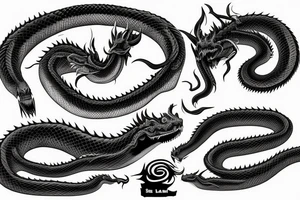 Long Giant  dragon snake, sharp teeth, full arm tattoo, realistic, 8k tattoo idea