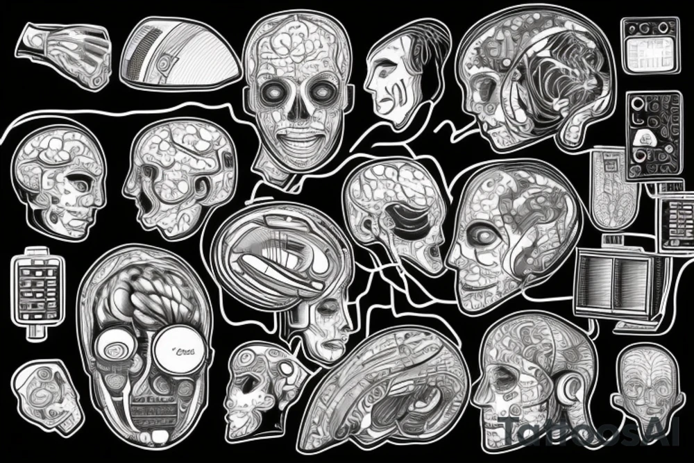 Computer circuits through brain tattoo idea