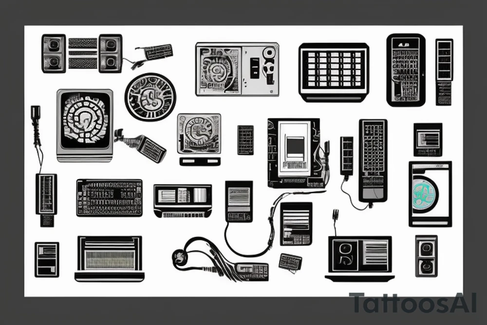 Computer circuits through brain tattoo idea
