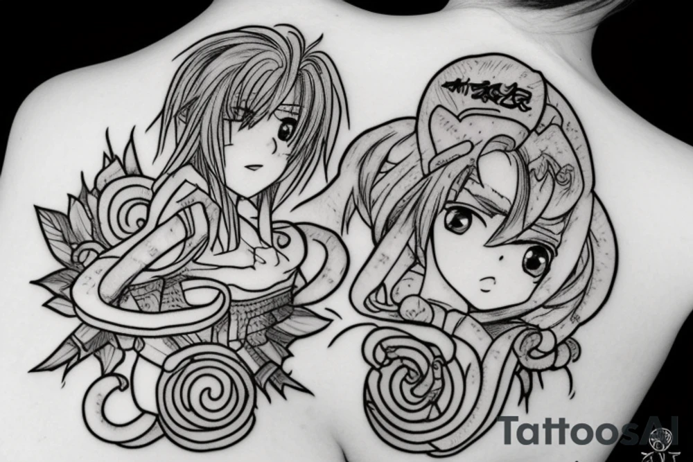 Name with anime tattoo idea