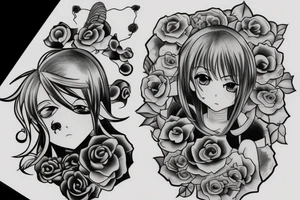 Name with anime tattoo idea