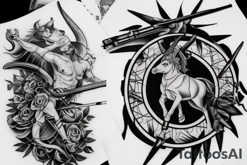 sagittarius at war tattoo idea