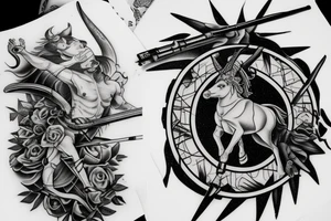 sagittarius at war tattoo idea