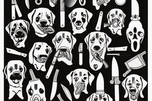 A dog with a knife in the mouth tattoo idea