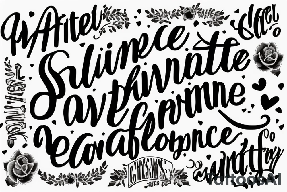 Typewriter lettering that symbolises patience, consistency, hardwork tattoo idea