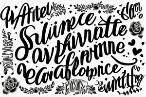 Typewriter lettering that symbolises patience, consistency, hardwork tattoo idea