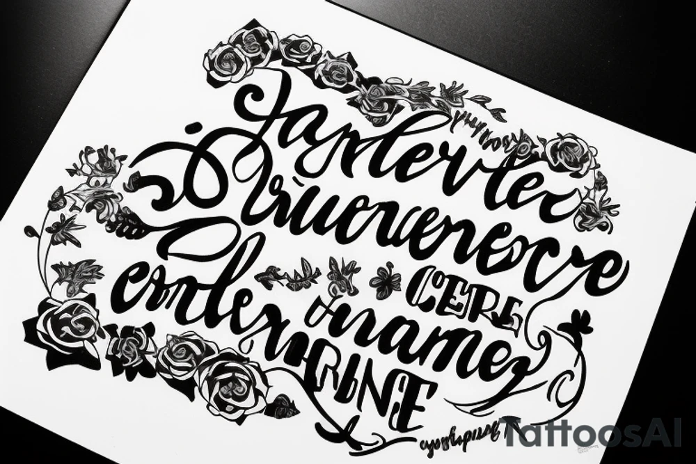 Typewriter lettering that symbolises patience, consistency, hardwork tattoo idea