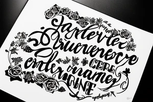 Typewriter lettering that symbolises patience, consistency, hardwork tattoo idea