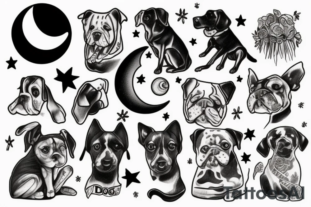 dog at the moon tattoo idea