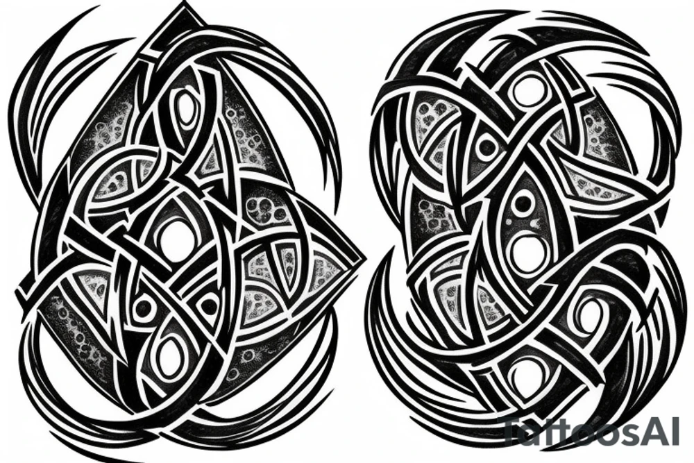 triquetra and the moon in the sky tattoo idea