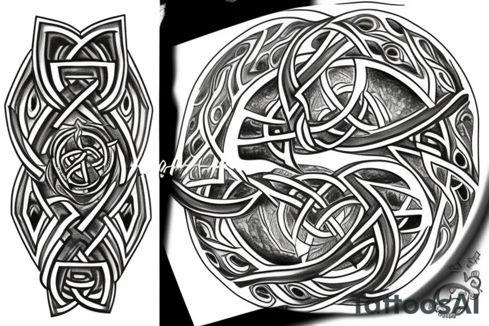 triquetra and the moon in the sky tattoo idea