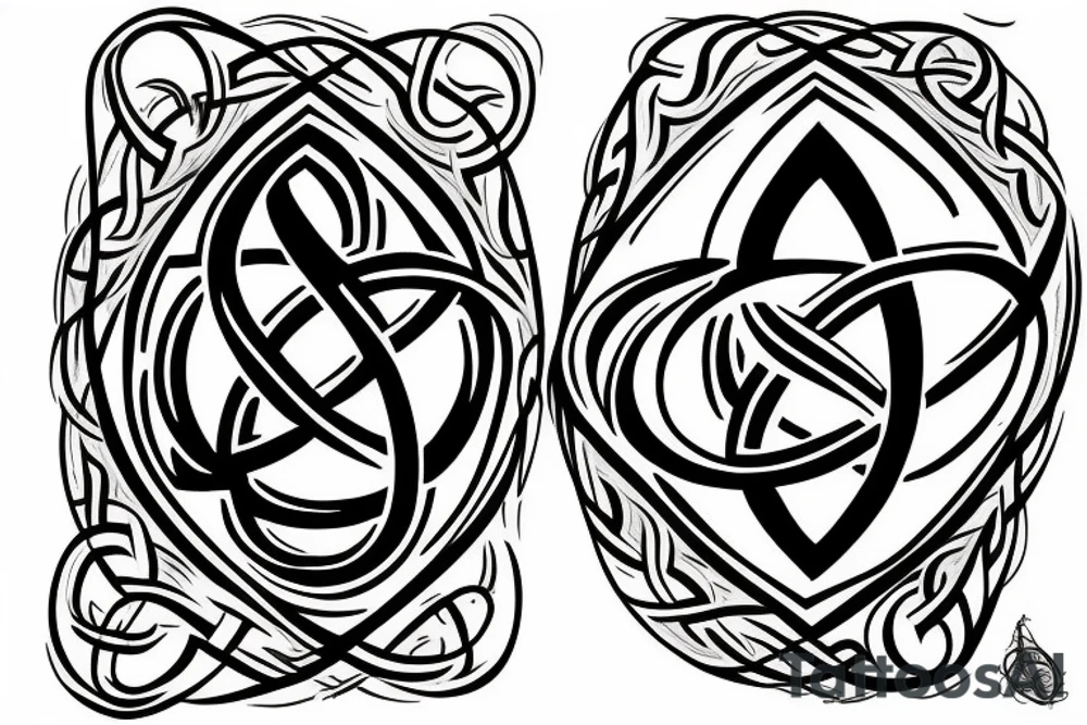 triquetra symbol in a peisage tattoo idea