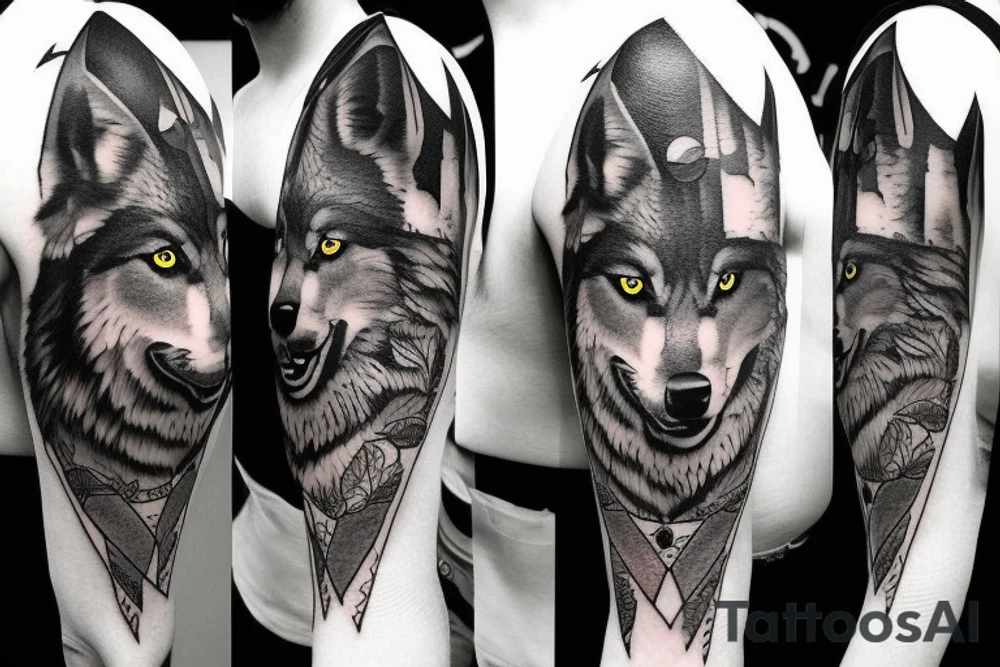 a wolf in the mountains tattoo idea