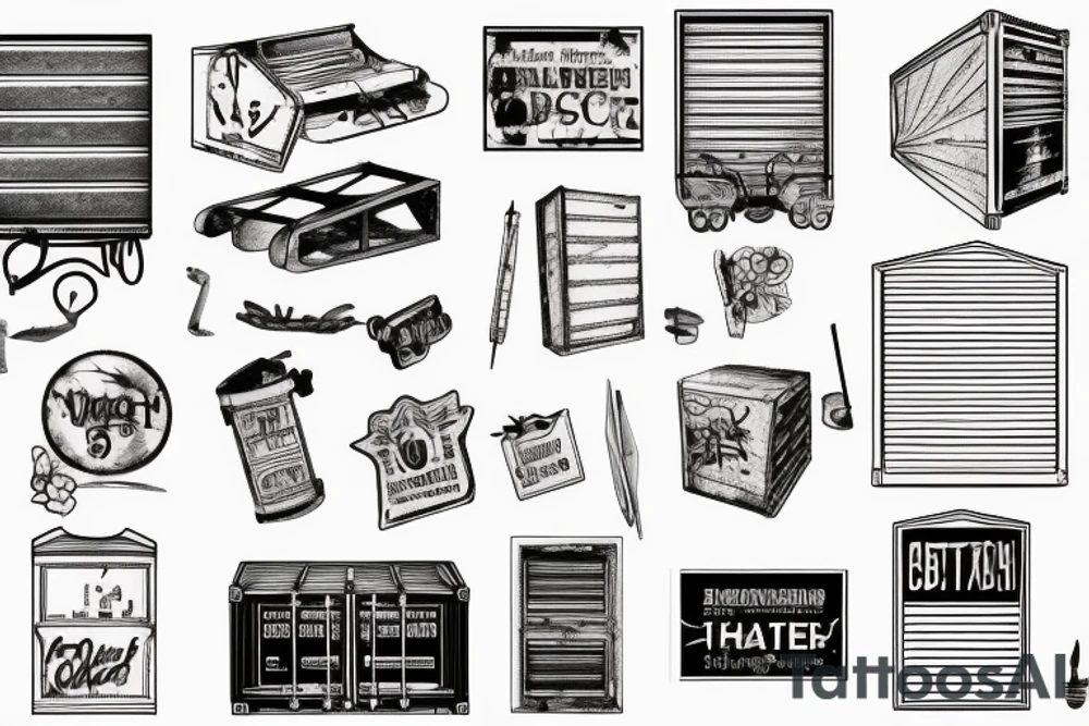 vintage shipping container tattoo idea