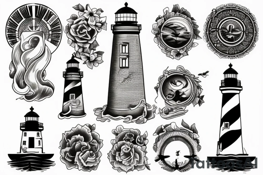 a lighthouse with a siren below tattoo idea