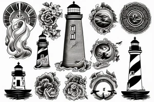 a lighthouse with a siren below tattoo idea