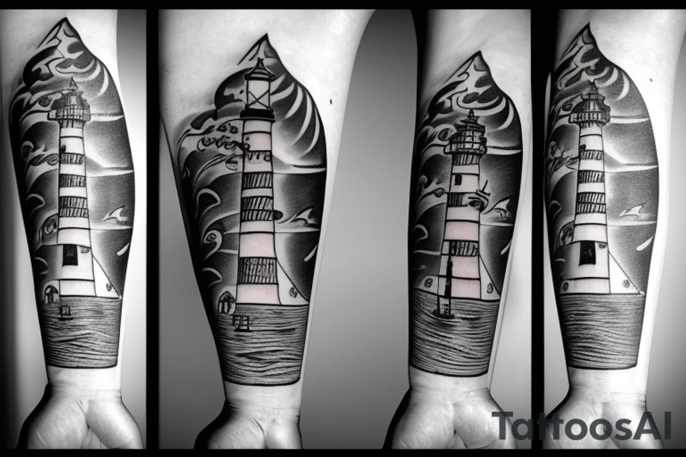a lighthouse with a siren below tattoo idea