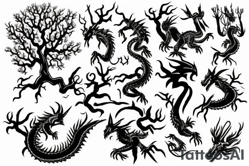 Dragon within tree tattoo idea