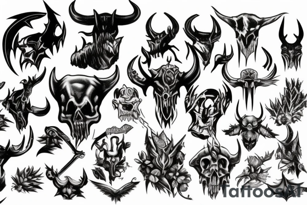 Diablo from the game with the same title, hidden behind the tree tattoo idea Diablo from the game with the same title, hidden behind the tree tattoo idea