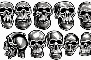 skulls of Australopithecus afarensis, homo habilis, homo erectus, and homo sapiens tattoo idea