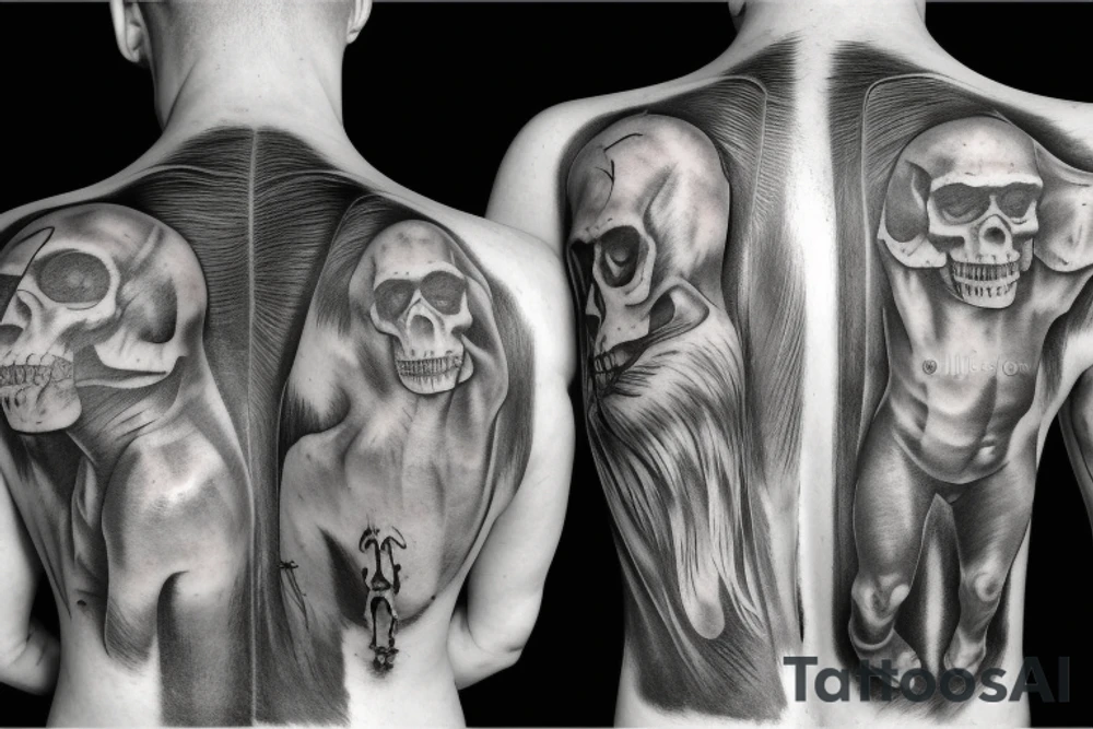 skulls of Australopithecus afarensis, homo habilis, homo erectus, and homo sapiens tattoo idea