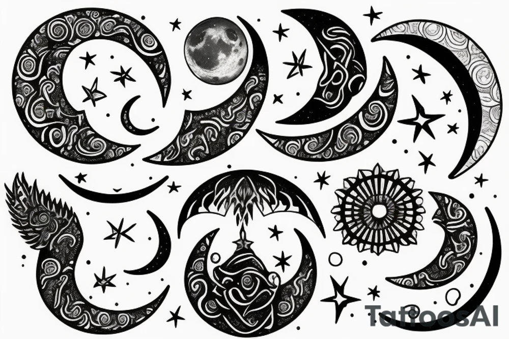 Waxing and waning
Moon cycle tattoo idea