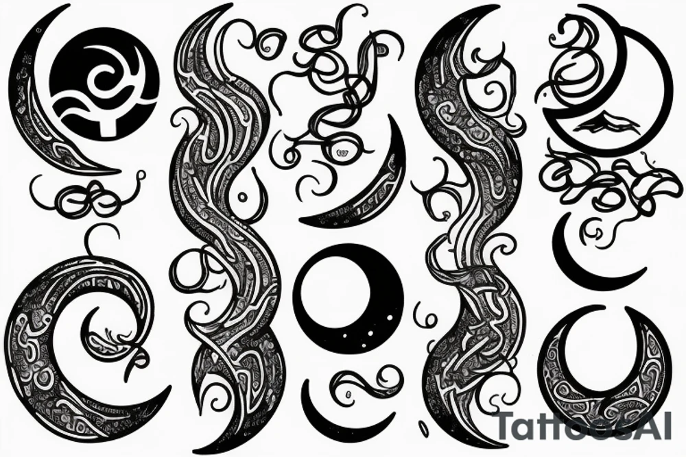 Waxing and waning
Moon cycle tattoo idea