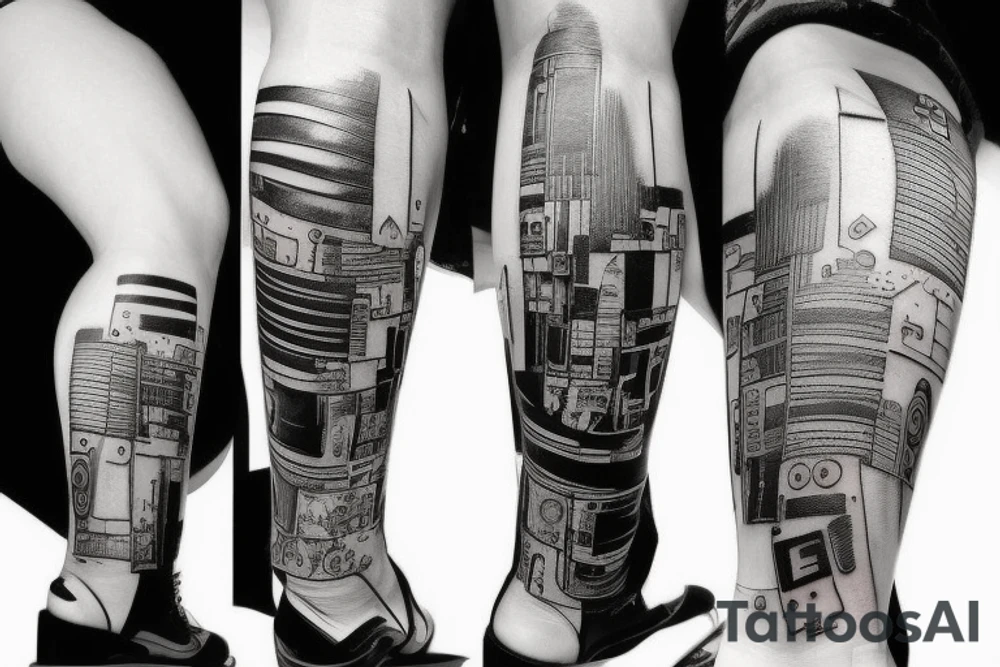 cyberpunk foot tattoo idea