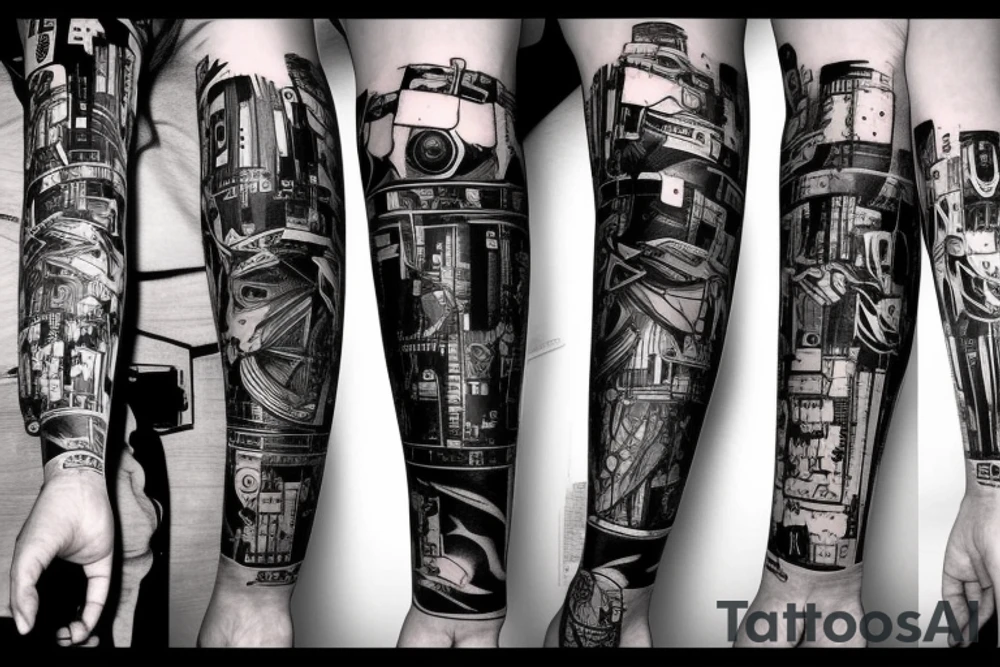 cyberpunk calf tattoo idea