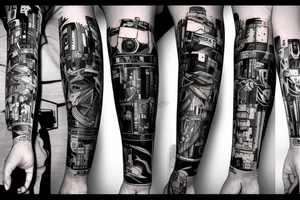 cyberpunk calf tattoo idea
