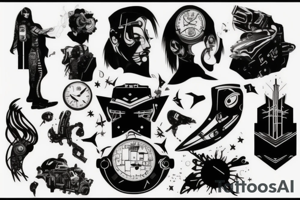 cyberpunk calf tattoo idea