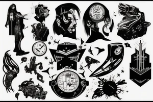 cyberpunk calf tattoo idea